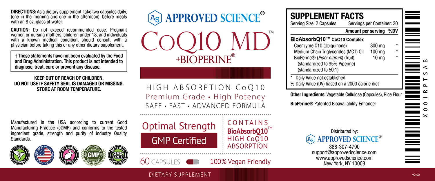 COQ10 MD Supplement Facts